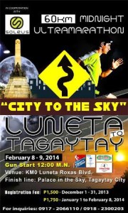 Luneta to Tagaytay 60Km (LU2TA) Midnight Ultramarathon 2014