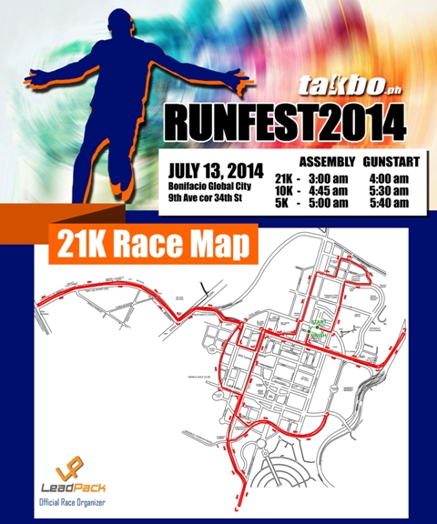 Runfest 2014 - 21k race map