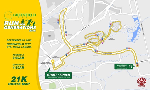 Greenﬁeld City Run for Generations 2015 21K Race Map