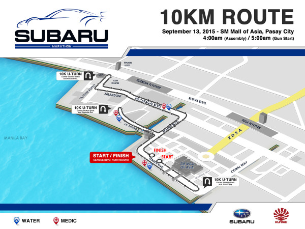 SUBARU MARATHON ROUTE MAP 10K