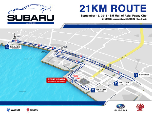 SUBARU MARATHON ROUTE MAP 21K