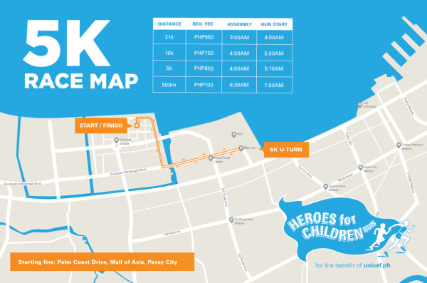 Unicef Heroes for Children Run 5K Race Map