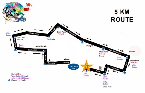 Don Bosco Color Run 2016 Race Route