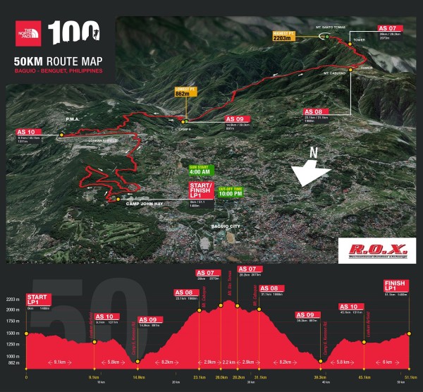 The North Face (TNF) 100 Philippines 2016 50K Map