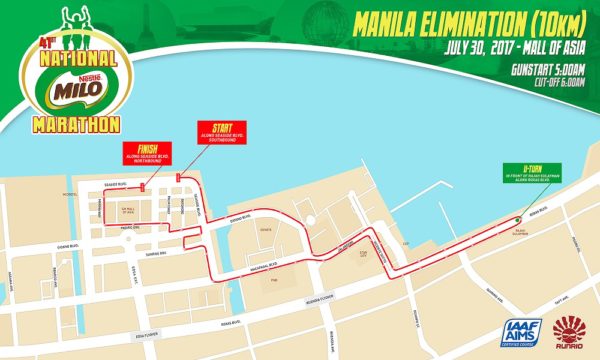 41st National Milo Marathon Manila Elimination 10K race map