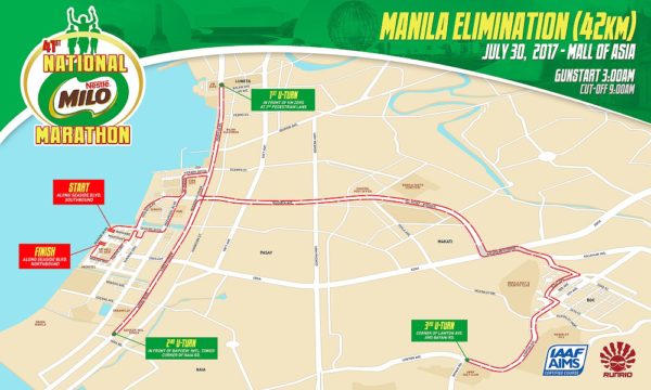 41st National Milo Marathon Manila Elimination 42K race map