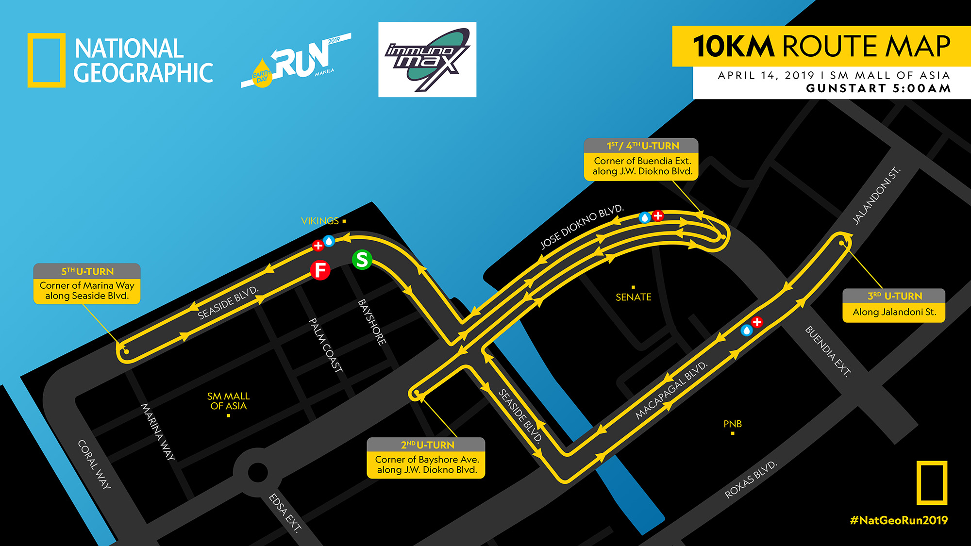 NatGeo Earth Day Run 2019 10K Race Map